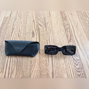 Women's Duffy Black Rectangle Sunglasses with Case